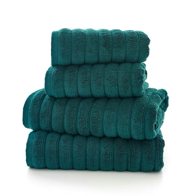 Ribbleton 100% Cotton Zerotwist Ribbed Towels – Hand, Bath & Sheet Sizes – Ultra Soft Green Dark Green Bath sheet