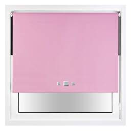 FURNISHED Blackout Roller Blind with Triple Square Eyelets Easy Fit Window Shade Pink Pink (W) 205cm x (L) 210cm