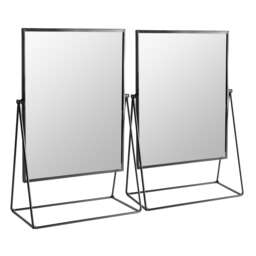 Harbour Housewares Metallic Vanity Mirrors - Adjustable Tilt Dressing Table Mirror Sleek Modern Makeup Mirror - Pack of 2 Black Black 50 x 32cm 2