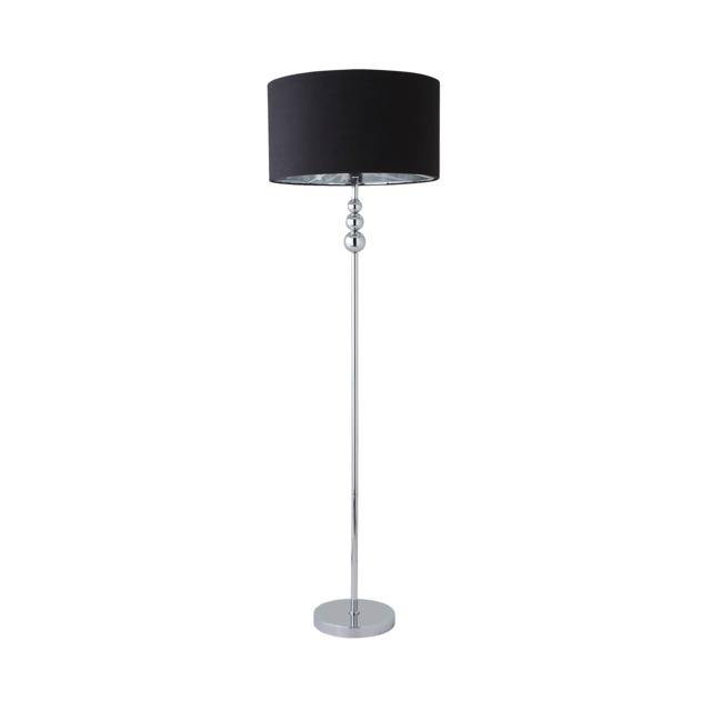ValueLights Marissa Chrome Stacked Ball Floor Lamp Black Chrome Shade and Bulb