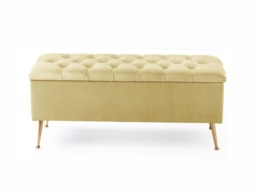 150cm Amara Chesterfield Ottoman Storage Bench - Plush Velvet Shoes Bench - Cream Upholstery Footstool Storage with Legs