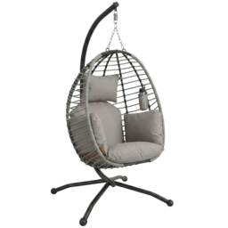 Outsunny Hanging Swing Chair w/ Thick Cushion, Hanging Chair, Grey