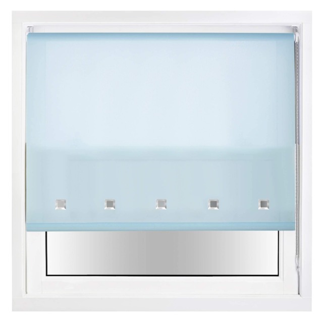 FURNISHED Daylight Roller Blinds with Square Eyelets & Metal Fittings for Homes and Offices Blue Duck Egg Blue (W) 90cm x (L) 165cm