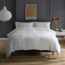 St Quentin 100% Cotton Double Gauze Duvet Cover Set - Soft & Breathable Bedding - 180 Thread Count White White Single
