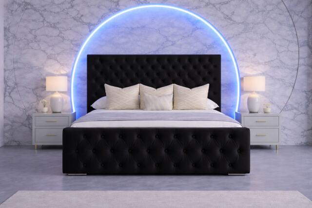 The Luxury Duke 5FT Kingsize Bed Frame in Black Plush