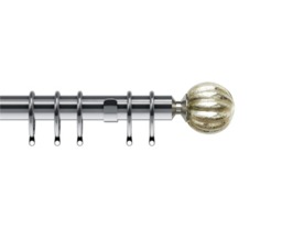 25-28mm Dynasty End Satin Silver Metal Curtain Pole Set 170 - 300cm Silver Silver