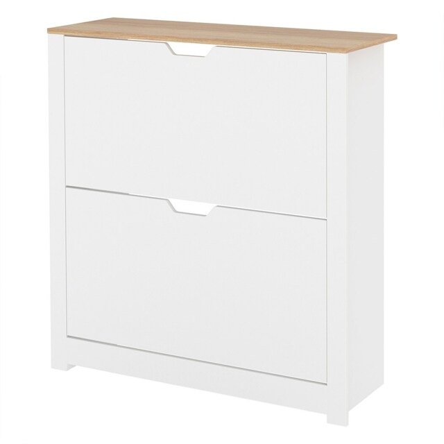 Levede Shoe Cabinet White Narrow Flip Drawers Adjustable Shelves Storage Cabinet