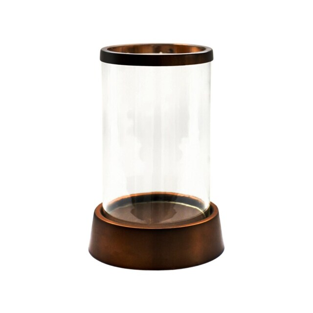 Hampton Hurricane Lantern - Glass/Metal - L24 x W24 x H40 cm - Copper Brown 1