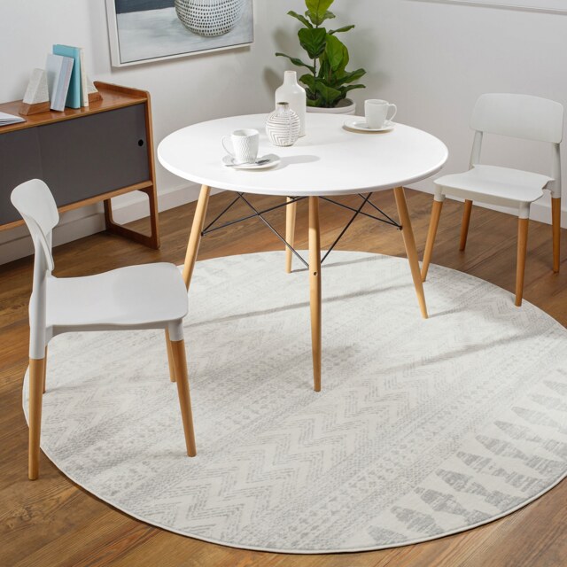 LIVABLISS Roma-Modern Round Rug Ø160 cm Grey Off-White Charcoal
