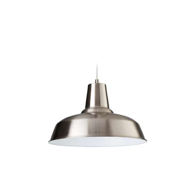 Smart 1 Light Dome Ceiling Pendant Brushed Steel, White Inside, E27