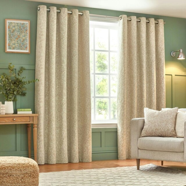 Wylder Grantley Jacquard Natural Eyelet Curtains (W)117cm x (D)137cm Multi