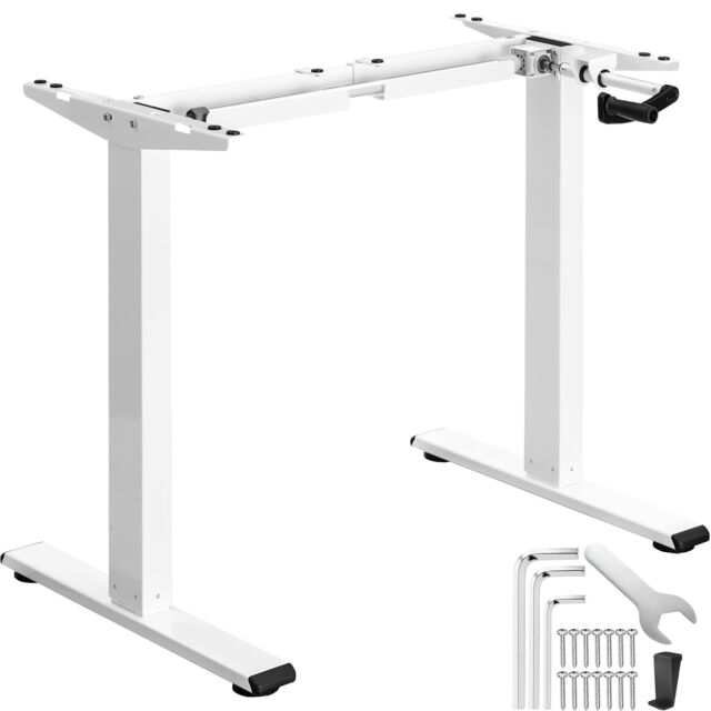 Sit and Stand Desk Idun - stepless height-adjustment with hand crank, width-adjustable White white 60 x 129 x 121 cm 1