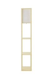 ValueLights Struttura Yellow Shelving Floor Lamp Fabric Shade and Bulb