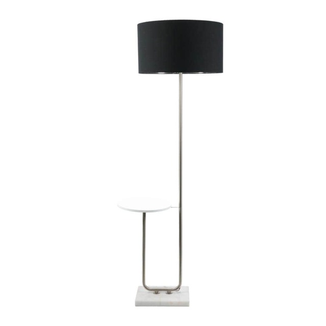 ValueLights Tavel Brushed Chrome Floor Lamp Black Chrome Shade and Bulb