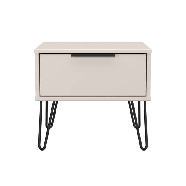 Osaka 1 Drawer Bedside Table in Kashmir Matt (Ready Assembled) Cream Kashmir Matt