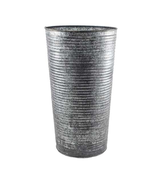 Ribbed Vase - Iron - L28 x W28 x H50 cm - Galvanised Silver
