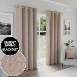 Enhanced Living Austin Blackout, Thermal Natural Curtains with Eyelet Header (PAIR) - 46x72 inch (117x183cm)
