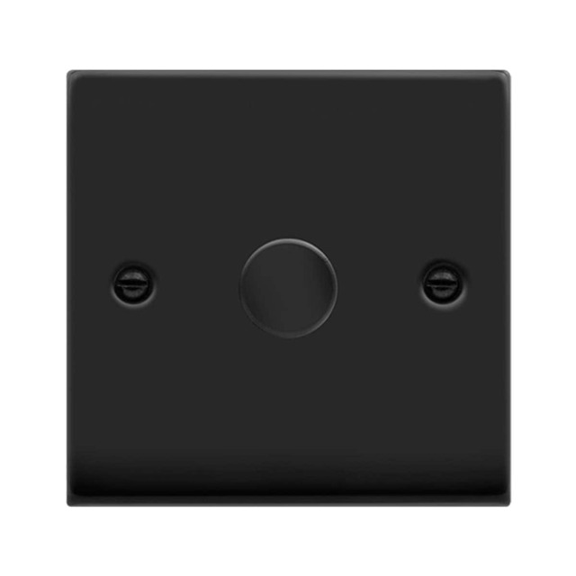 SE HOME Matt Black 1 Gang 2 Way LED 100W Trailing Edge Dimmer Light Switch Black Matt Black