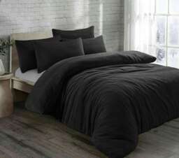 Teddy Bear Fleece Duvet Cover Set - King - Black
