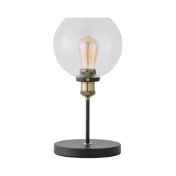 ValueLights Sheridan Pair Black Gold Table Lamps Clear Glass Shades and Bulbs