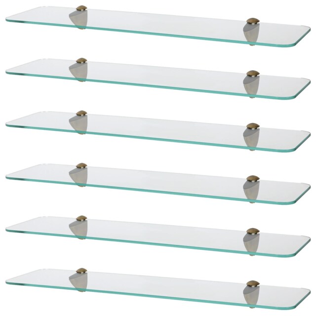 Harbour Housewares Rounded Floating Glass Shelf - 60cm - Metallic Brackets - Bathroom Shower Storage Vanity Display Unit Shelf Gold Gold 6