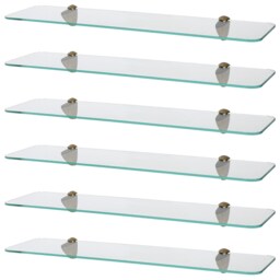 Harbour Housewares Rounded Floating Glass Shelf - 60cm - Metallic Brackets - Bathroom Shower Storage Vanity Display Unit Shelf Gold Gold 6
