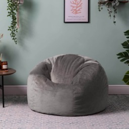 Kingston Classic Velvet Bean Bag Chair Charcoal Grey Bean Bags Grey Charcoal Grey 1