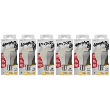 Energizer LED GLS B22 806lm 7.3W 3000K (Warm White) Light Bulb - Pack of 6