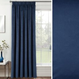Navy Velvet, Supersoft, Blackout, Thermal (SINGLE) Door Curtain with Tape Top - 66 x 84 inch (168x214cm)