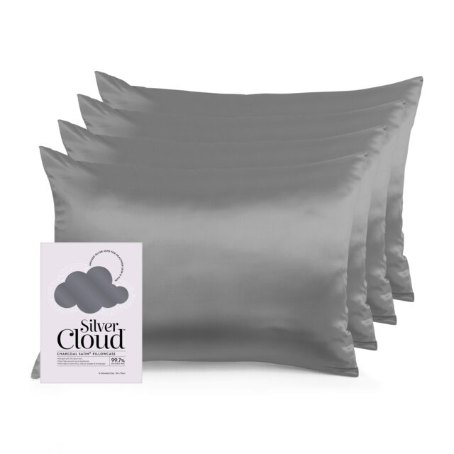 Silver Cloud Silver Ion Infused Satin Pillowcase Charcoal - 4 Pack