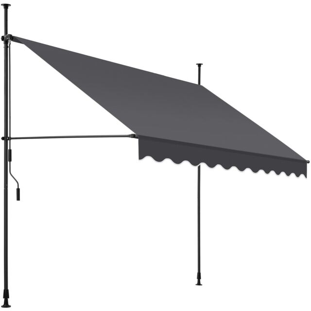 Awning with hand crank - pressure fitted , height adjustable Black black/grey 250 x 180 cm 1