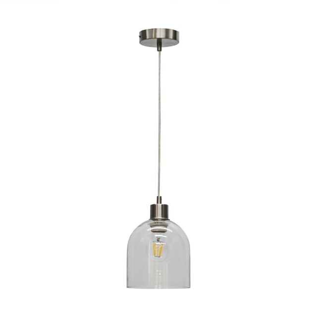 Belten - Clear Glass Cloche with Satin Nickel Pendant Fitting Clear Clear 1