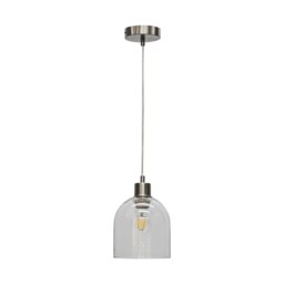 Belten - Clear Glass Cloche with Satin Nickel Pendant Fitting Clear Clear 1