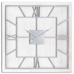 Williston Square Large Wall Clock - Metal - Wood - L5 x W90 x H90 cm - Silver - White White
