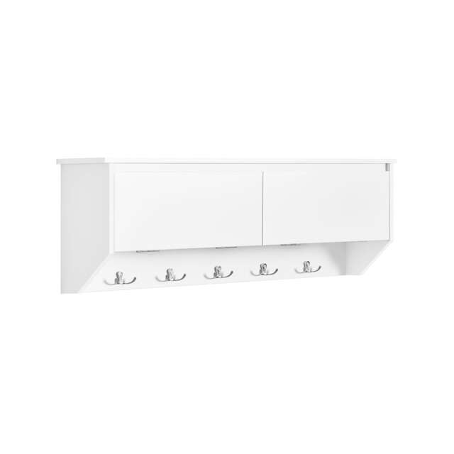 SoBuy Wall Mounted Coat Rack with 2 Flip Doors and 5 Hooks, White, 30.7x11.8x7.9 inches, 8.3 kg - FHK24-W
