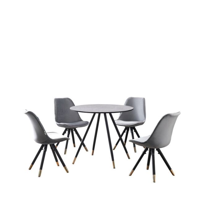 Sofia Dorchester LUX Dining Set – Sleek Grey Dining Table with Set of 4 Chairs, Modern Elegant Design for Stylish Dining Rooms Grey Light Grey