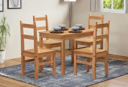 Mercers Furniture Corona Budget Dining Set Table & 4 Chairs Solid Wood Pine Wooden Small Kitchen Mexican Styling