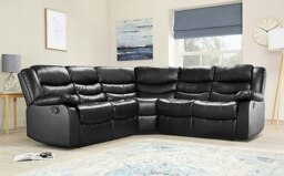 Roma 5 Seater Leather Recliner Corner Sofa Set Armchair Inspired Home Theatre and Living Room Seating Black