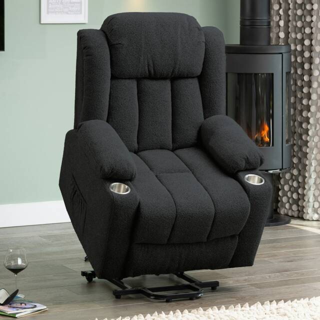 Lovell Electric Lift Assist Riser Recliner with Massage and Heat - Dark Grey
