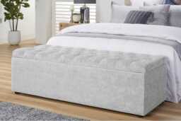 150cm Chesterfield Ottoman Storage Box -Upholstered Blanket Box - Silver Naple Ottoman Bench