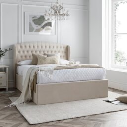 Warwick Natural Velvet Ottoman Bed Double Multi