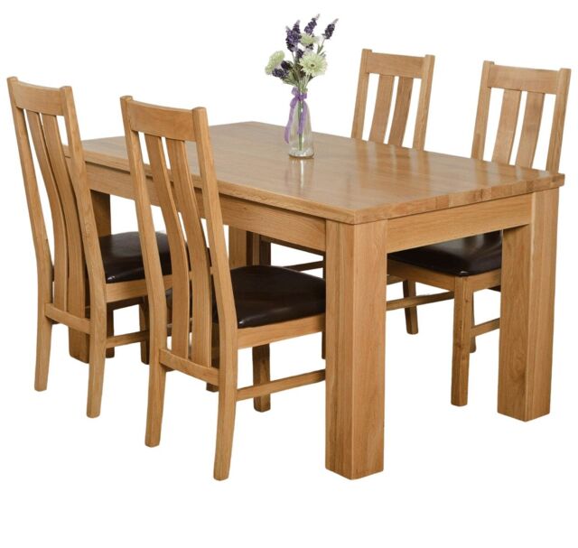Dakota 152 x 87cm Medium Oak Dining Table and 4 Princeton Chairs Brown Brown