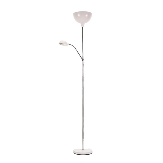 ValueLights Orion White Metal Father Son Upright and Side Adjustable Floor Lamp