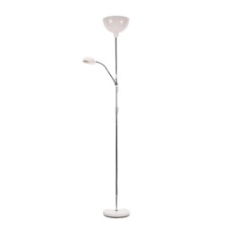 ValueLights Orion White Metal Father Son Upright and Side Adjustable Floor Lamp