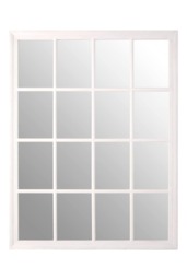 Hawthorne Antique White Finish Wooden Grid Wall Mirror