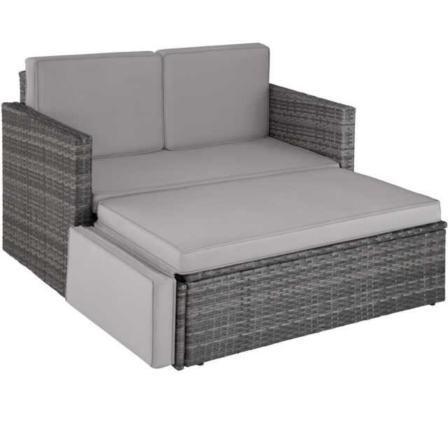 Garden Sofa Corfu - 2 seater sofa, stool sun lounger, thick cushions Grey grey 119 x 64,50 x 71,50 cm 1