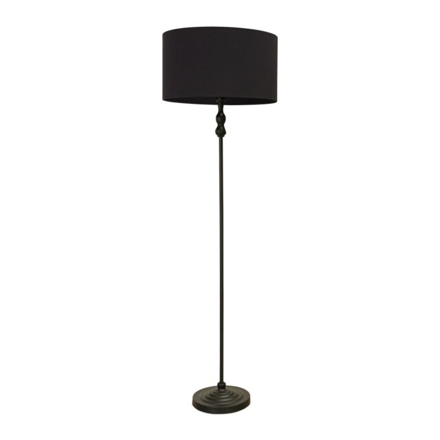 ValueLights Maggie Black Candlestick Floor Lamp Black Shade Black