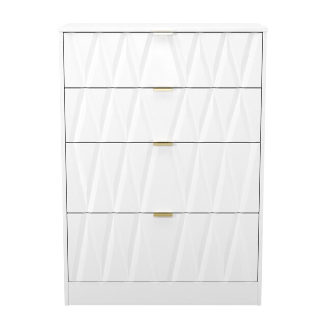 Washington 4 Drawer Deep Chest of Drawers in White Matt (Ready Assembled) White White Matt