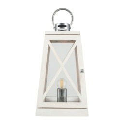 White Wash and Chrome Lantern Table Lamp