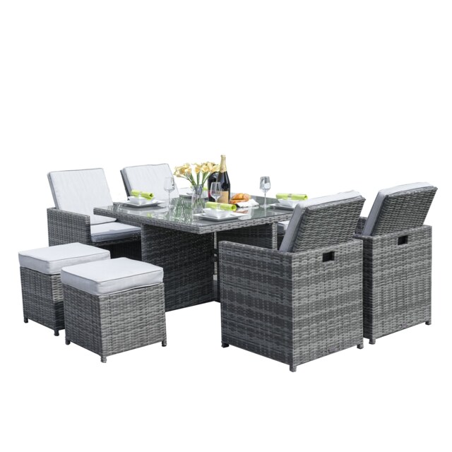 Direct Wicker 9 Pieces Outdoor Rattan Garden Dining Table and Chair Set